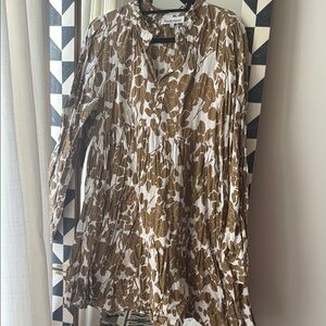 En Saison Brown & White Floral Long-Sleeve Tunic Top